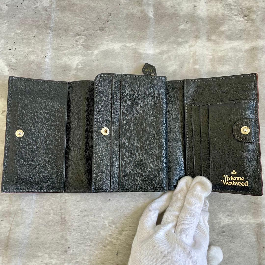 箱あり ヴィヴィアンウエストヴッド 三つ折り財布 オーブ ブラック デカロゴ