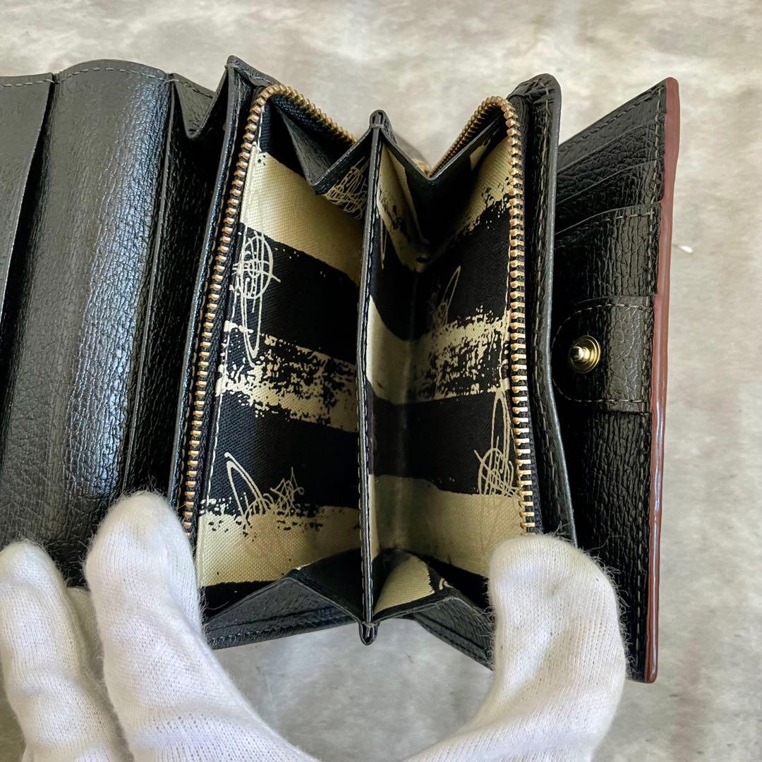 箱あり ヴィヴィアンウエストヴッド 三つ折り財布 オーブ ブラック デカロゴ