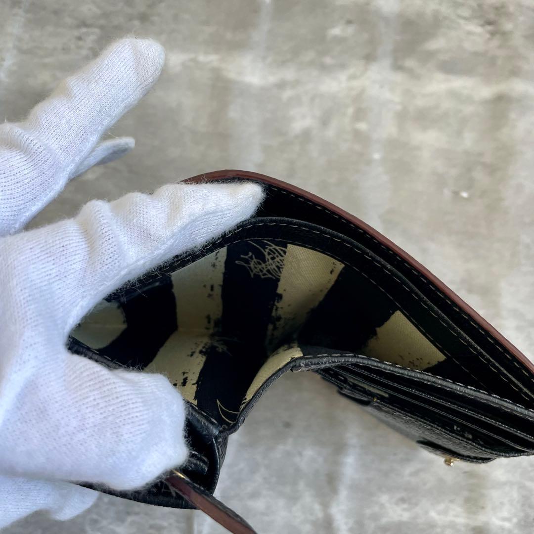 箱あり ヴィヴィアンウエストヴッド 三つ折り財布 オーブ ブラック デカロゴ