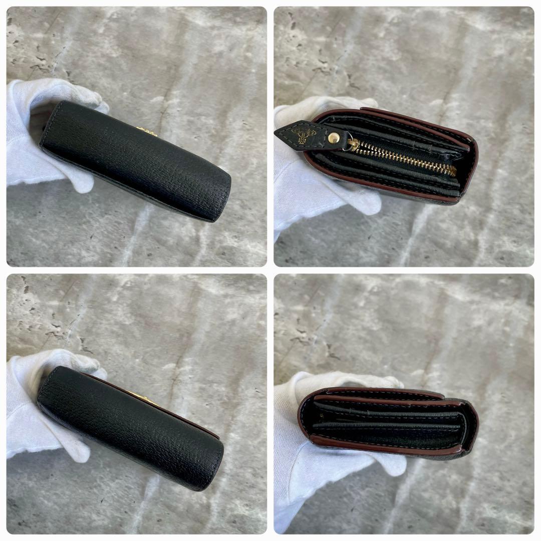 箱あり ヴィヴィアンウエストヴッド 三つ折り財布 オーブ ブラック デカロゴ