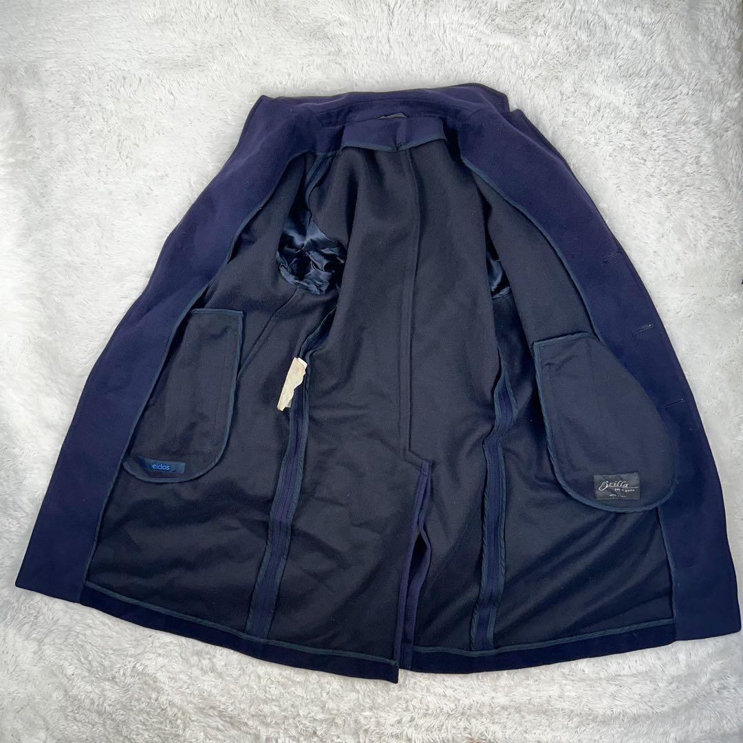 ブリッラ　ペル　イル　グースト　チェスターコート　カシミア混　M 紺　アンゴラ混