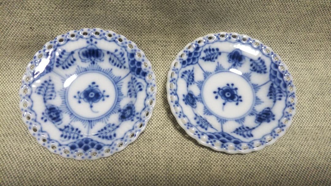 ロイヤルコペンハーゲン 豆皿 フルレース ブルーフルーテッド バタープレート