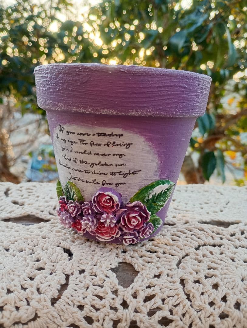 №185 リメ鉢♡リメイク鉢♡ハンドメイド♡3号薔薇