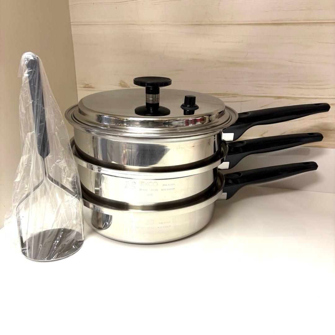 激安　EKCO ウルトライーズ・アンバサダー　小フライパン 3コート片手鍋　蓋付