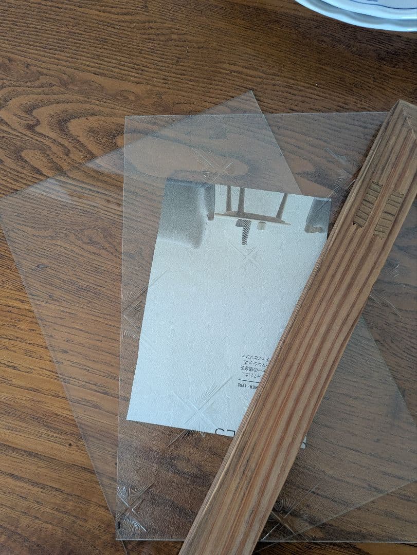 古材レトロガラスフレーム 3枚セット　ハンドメイド作品額　写真たてフォトフレーム