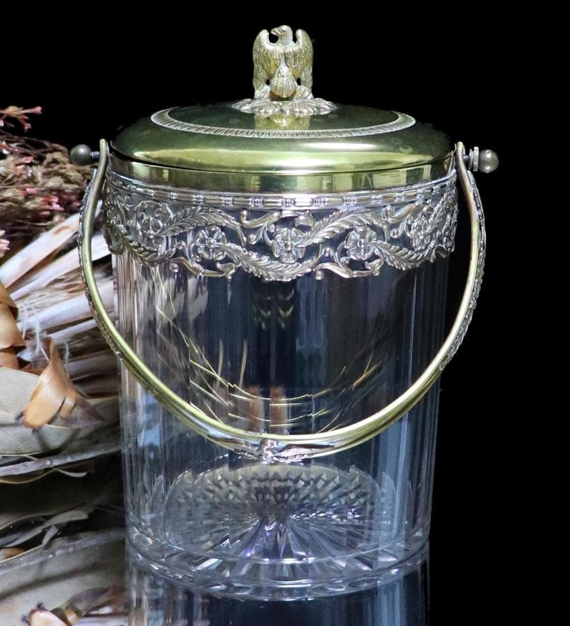 オールド・バカラ 1890年頃 極稀少 金装飾イーグル ビスケットジャー 1kg