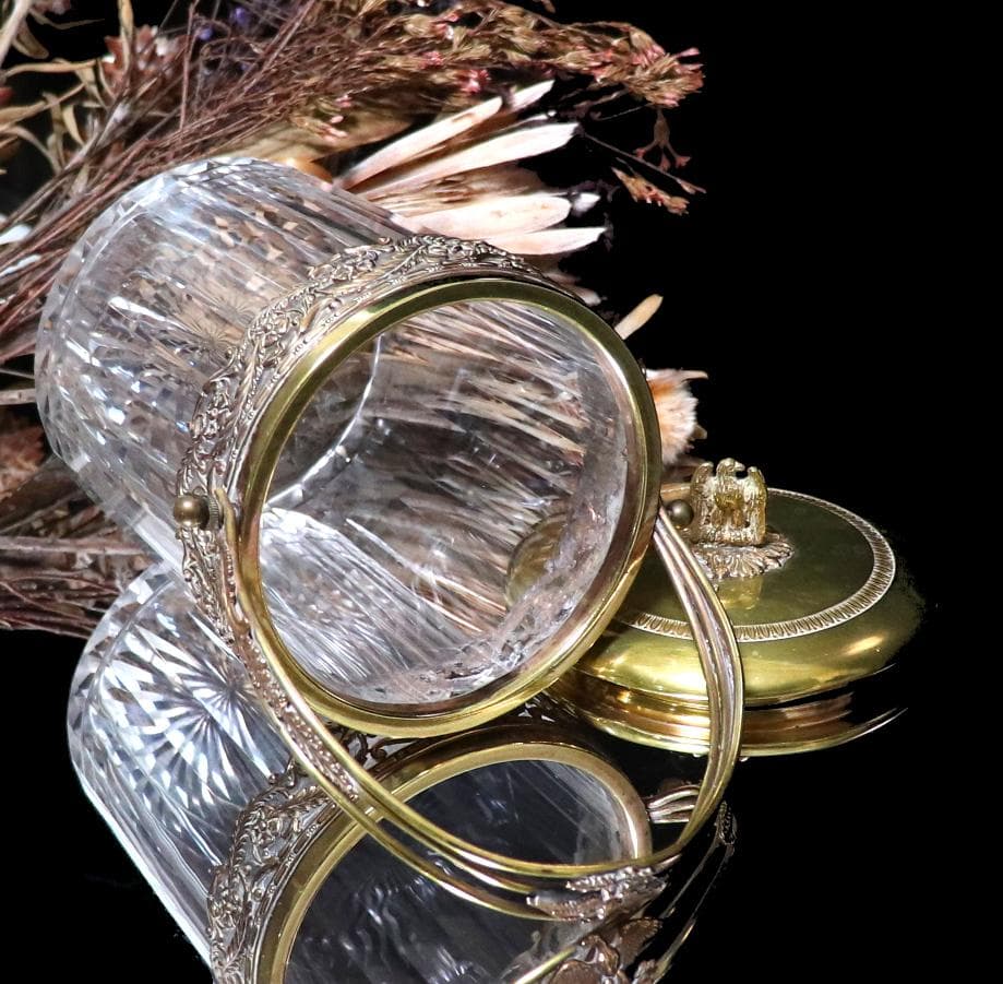 オールド・バカラ 1890年頃 極稀少 金装飾イーグル ビスケットジャー 1kg