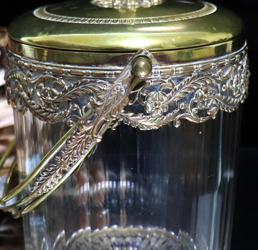 オールド・バカラ 1890年頃 極稀少 金装飾イーグル ビスケットジャー 1kg