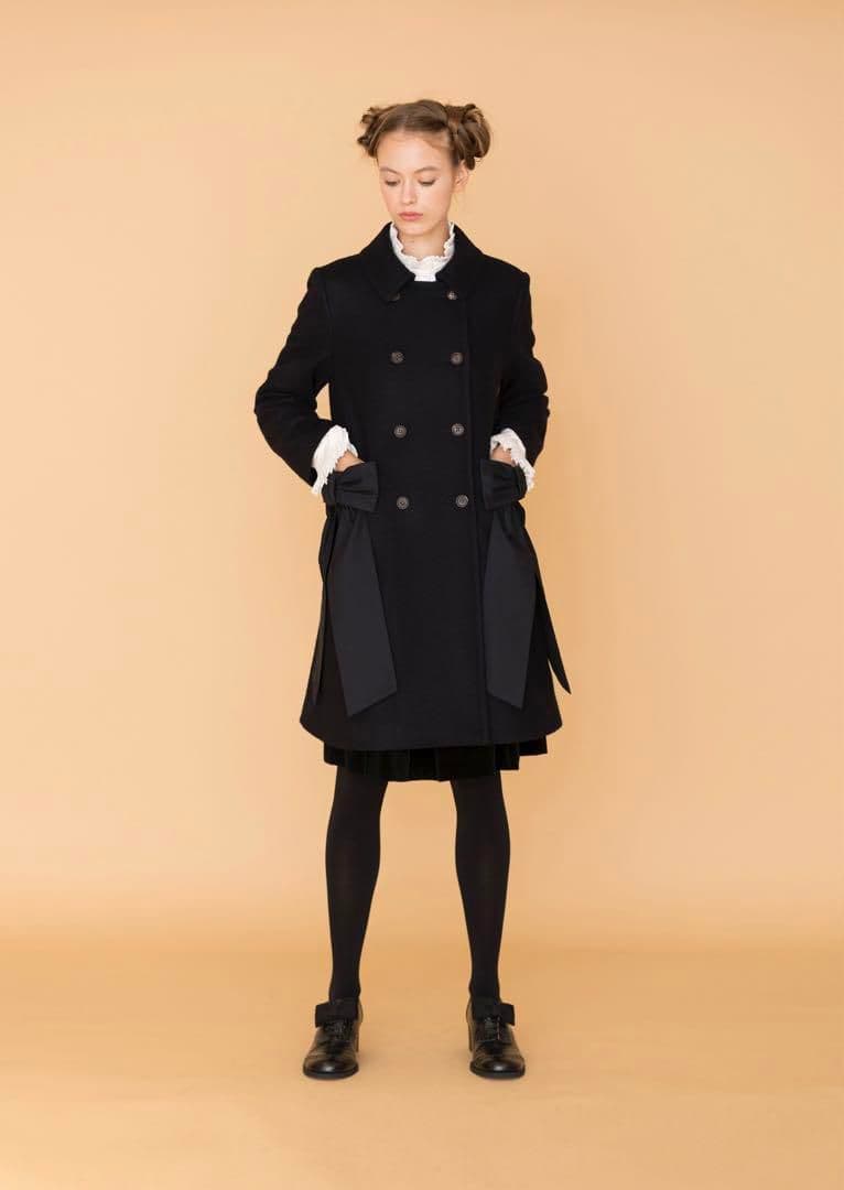 ジェーンマープル　side ribbon dress coat ブラック