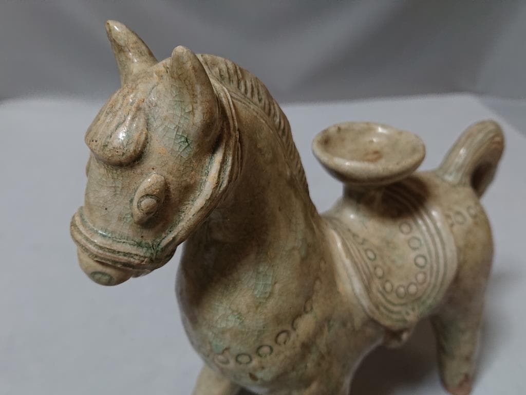 コレクター収集　タイ　バーン窯　青磁馬造形物　15～16世紀
