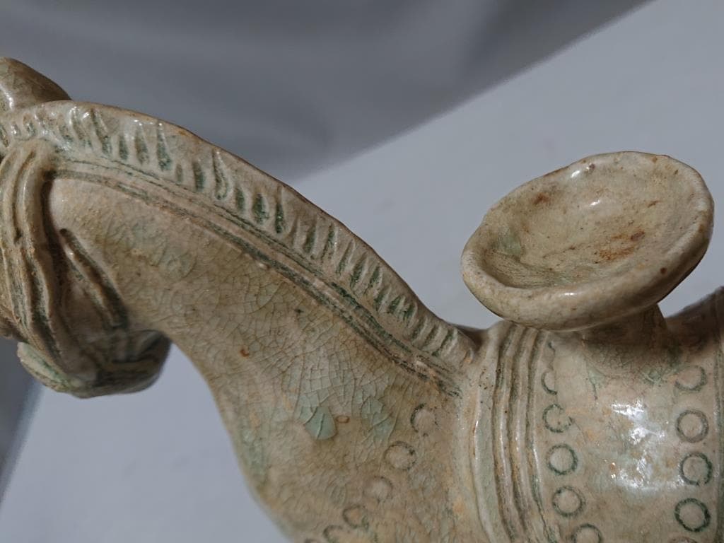 コレクター収集　タイ　バーン窯　青磁馬造形物　15～16世紀