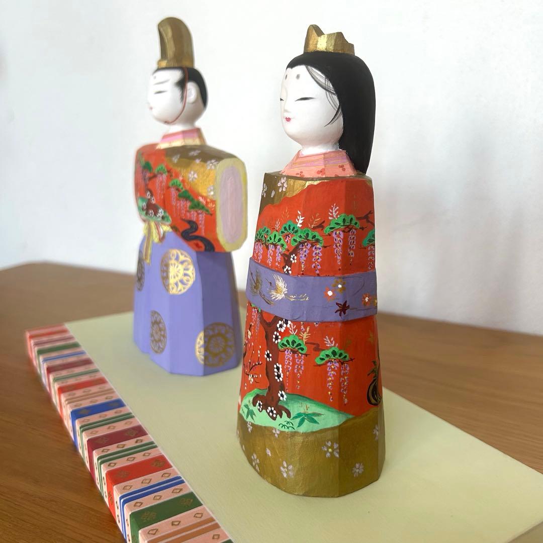日展作家　佐藤晃永作　木彫り立ち雛　雛人形