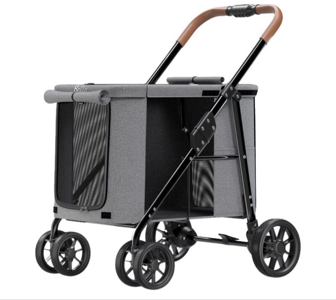 【最終価格】ワンタッチ　折りたたみペットカート グレー