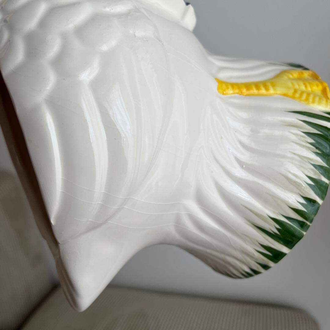 アヒル型陶器花瓶 花柄エプロン　手書き　ポルトガル製