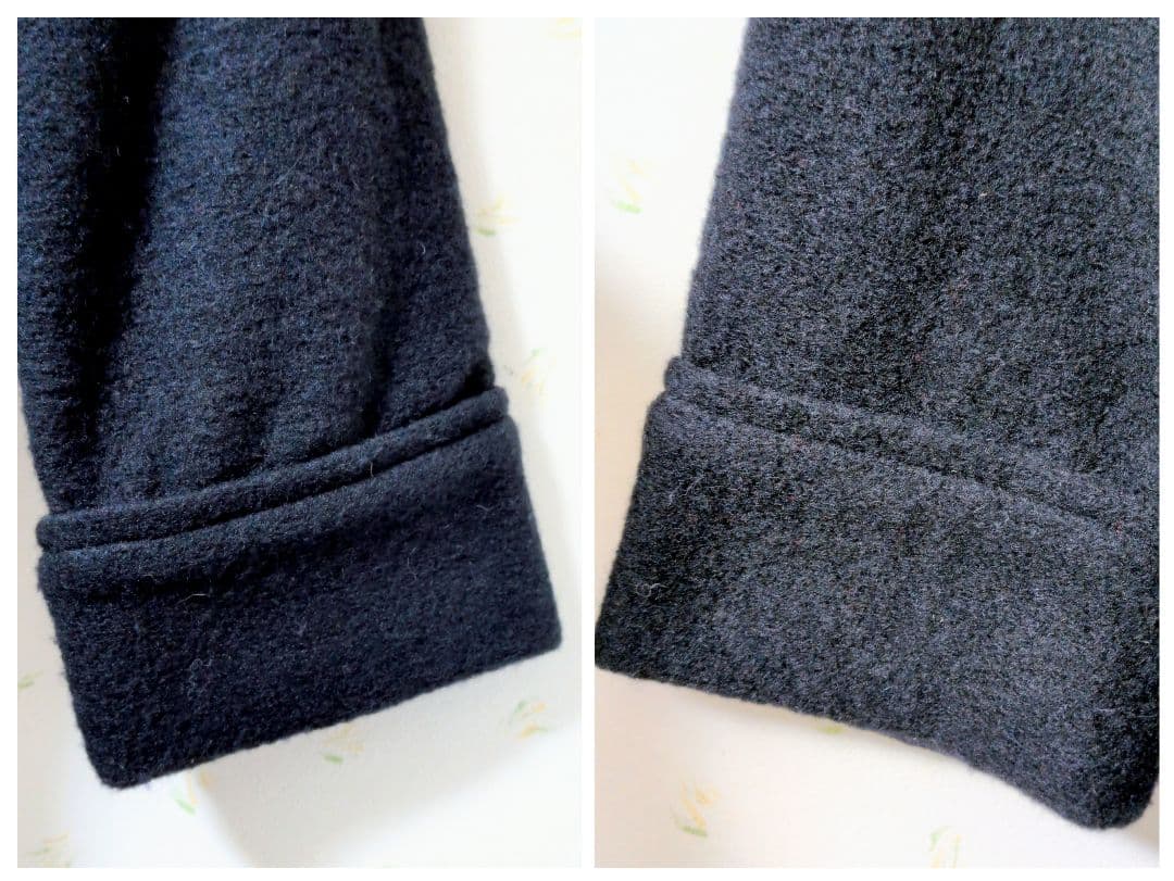 BEARDSLEY 　ノーカラー Aラインコート　ウールブラック ロングコートF