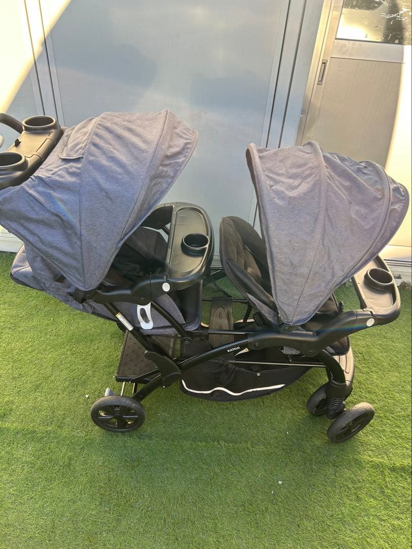 KATOJI二人乗りベビーカー グレー