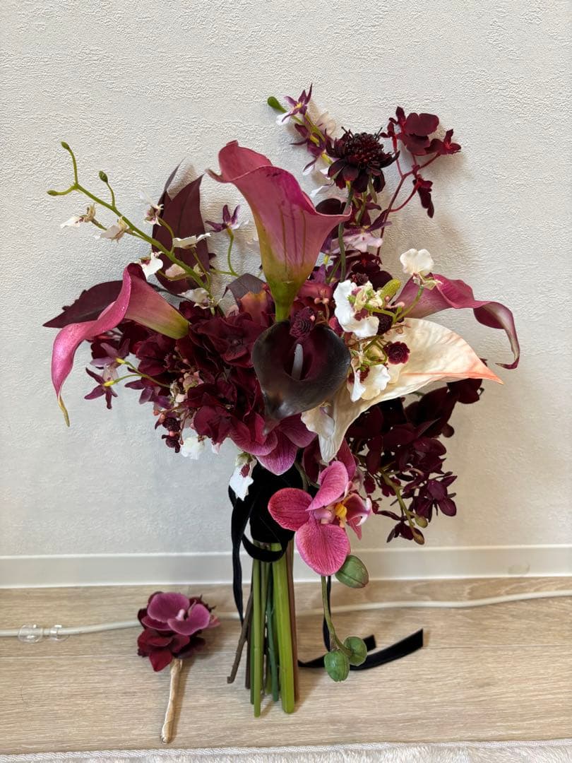 ブートニア造花　カラフルブーケ　赤・ピンク・白　ウェディング　前撮り•結婚式