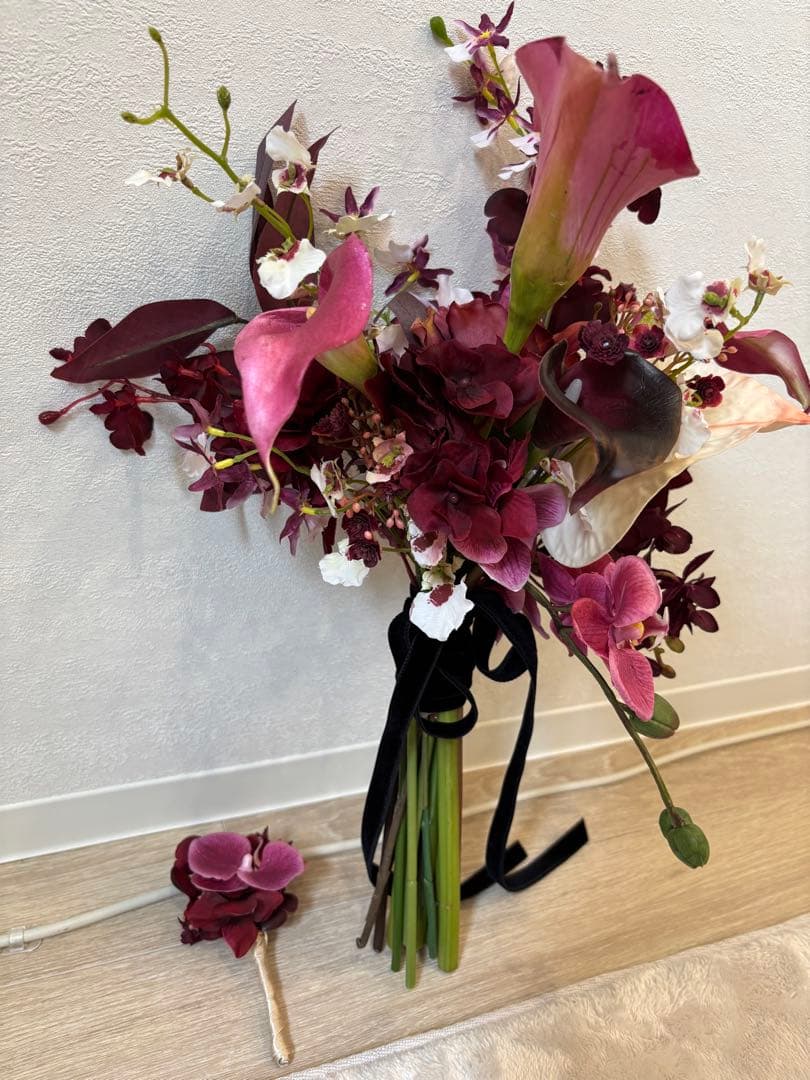 ブートニア造花　カラフルブーケ　赤・ピンク・白　ウェディング　前撮り•結婚式