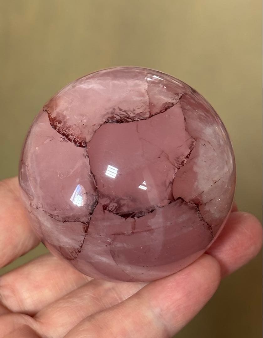 レア　スターローズクォーツ　ファイヤー共生　スフィア5.84cm 六芒星　天然石