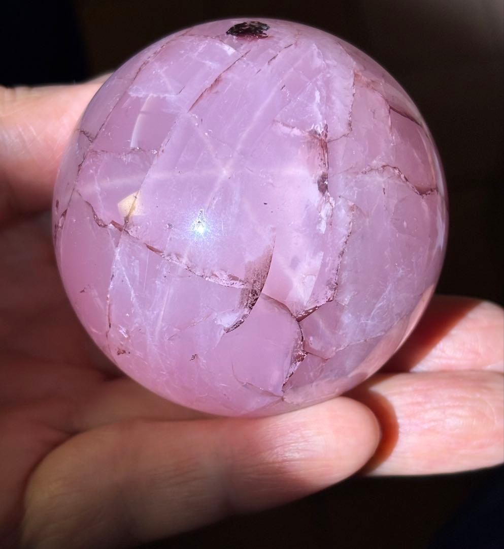 レア　スターローズクォーツ　ファイヤー共生　スフィア5.84cm 六芒星　天然石