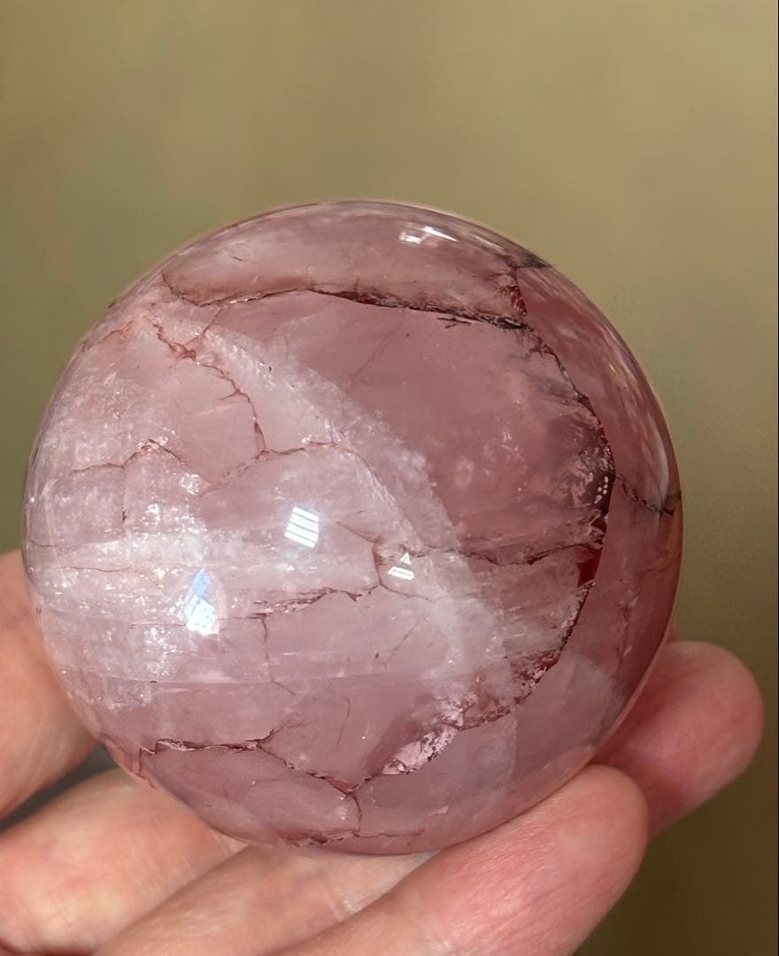 レア　スターローズクォーツ　ファイヤー共生　スフィア5.84cm 六芒星　天然石