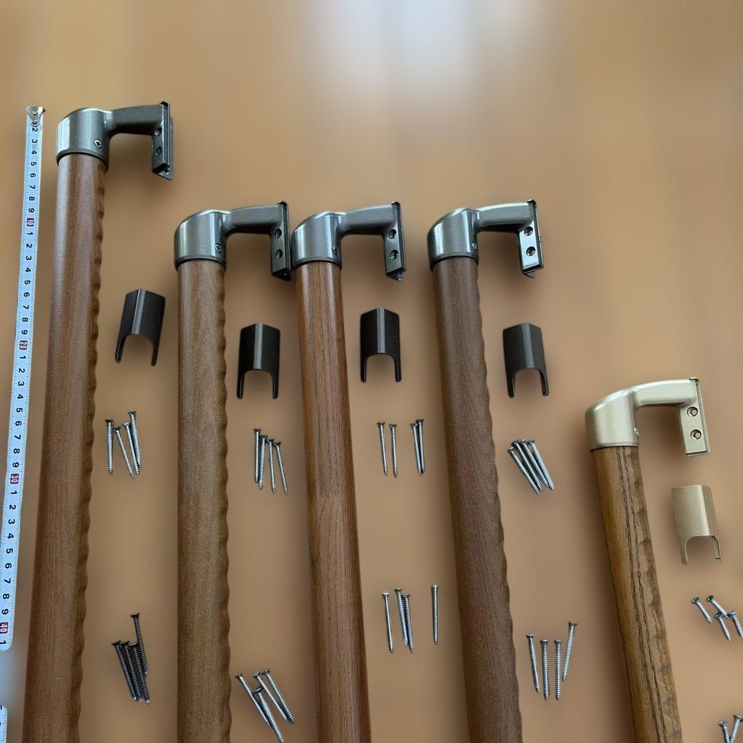 木製手すり ブラウン 5本セット　介護用