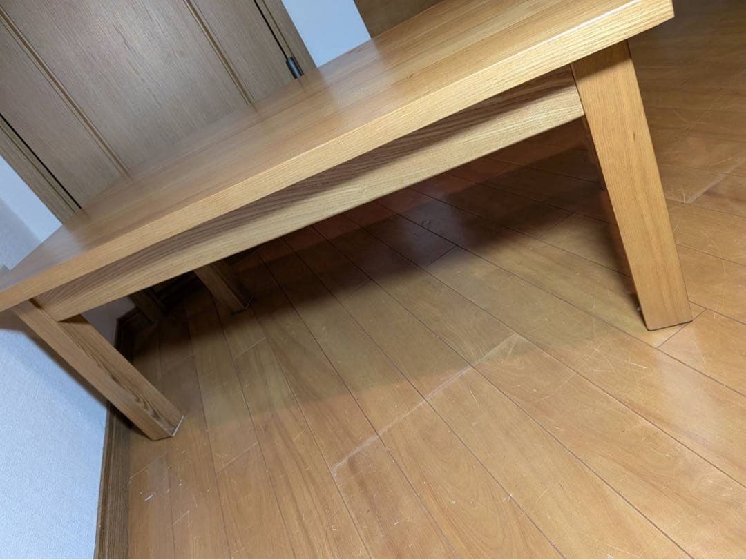 ■送料込■無印良品 木製ローテーブル 引出し センター机デスク タモ材天然木