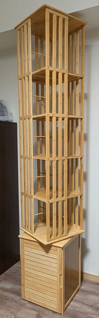★完成形★　大容量回転式本棚（竹製）