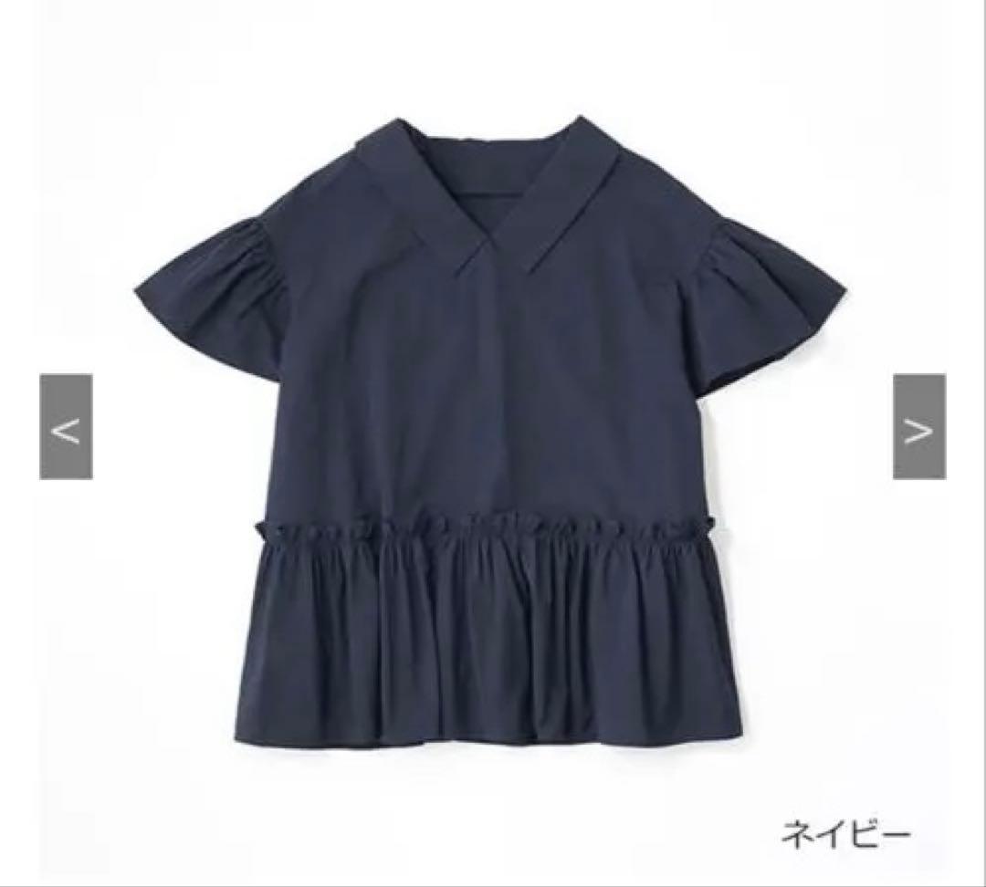 [THREE SQUARE]2WAYタフタブラウス　ネイビー