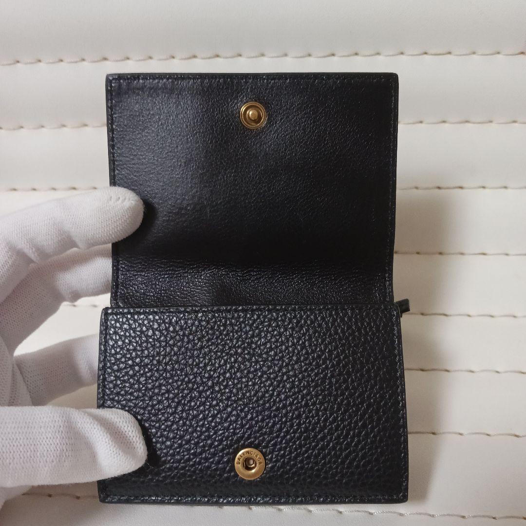 3017【未使用】BALENCIAGAレザーコンパクトウォレット　ブラック