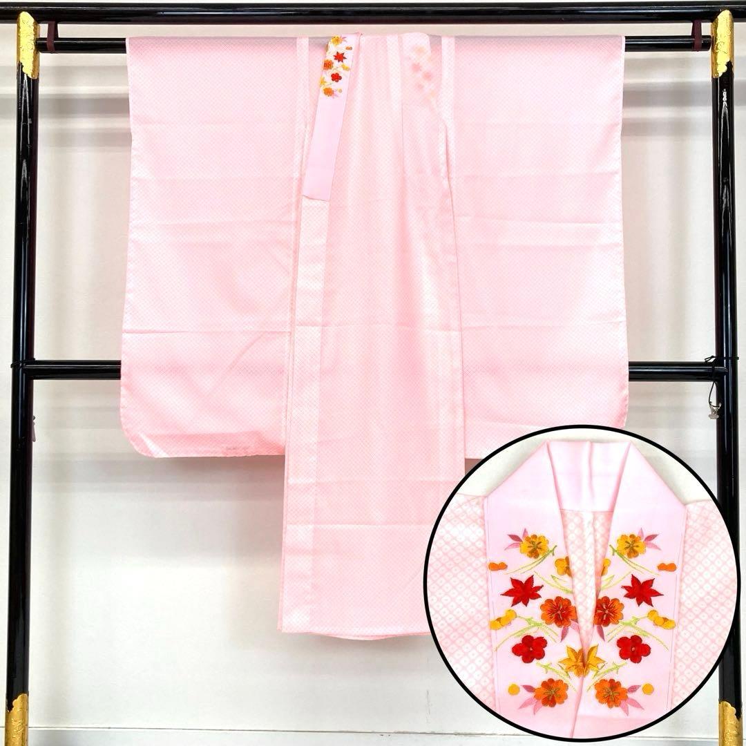 【着物と帯 時流】O24164s◇七五三 7才 女の子着物・長襦袢◇洗える着物