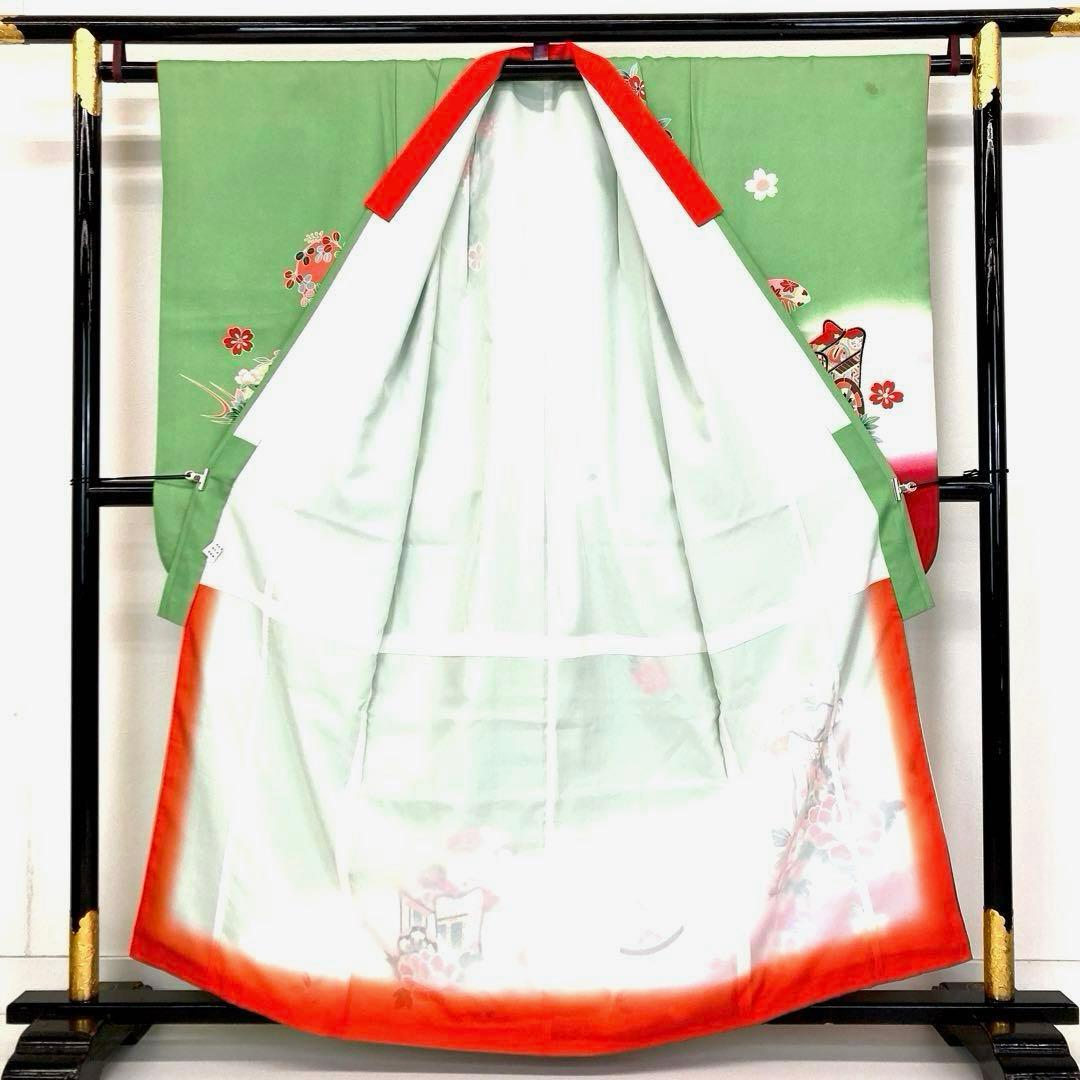 【着物と帯 時流】O24164s◇七五三 7才 女の子着物・長襦袢◇洗える着物