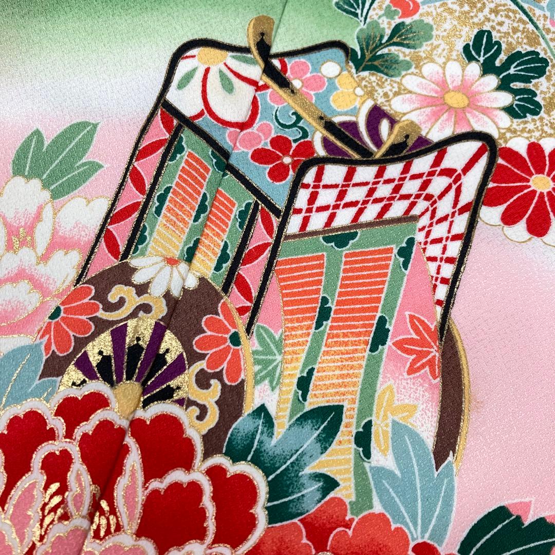 【着物と帯 時流】O24164s◇七五三 7才 女の子着物・長襦袢◇洗える着物