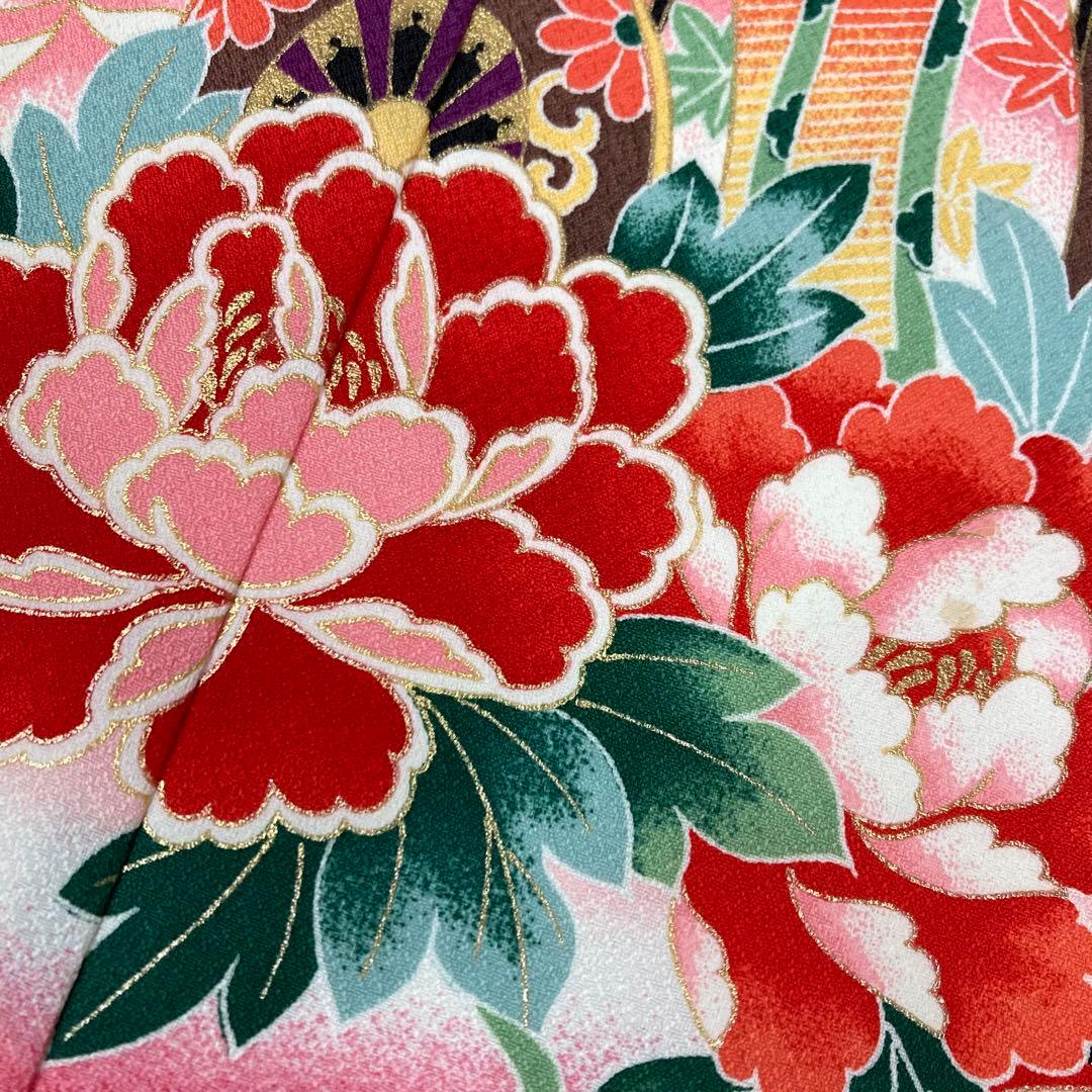 【着物と帯 時流】O24164s◇七五三 7才 女の子着物・長襦袢◇洗える着物