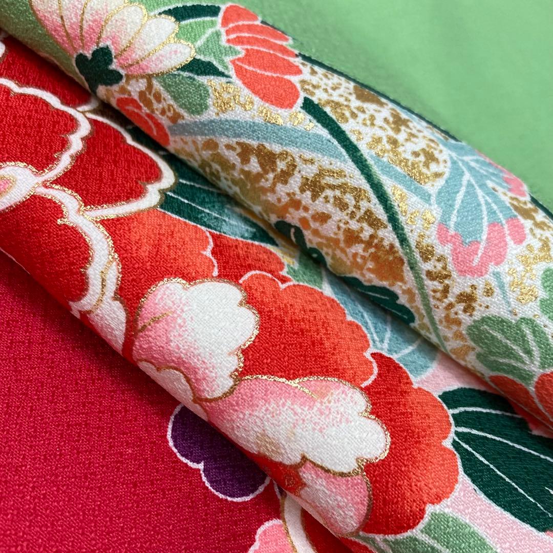 【着物と帯 時流】O24164s◇七五三 7才 女の子着物・長襦袢◇洗える着物