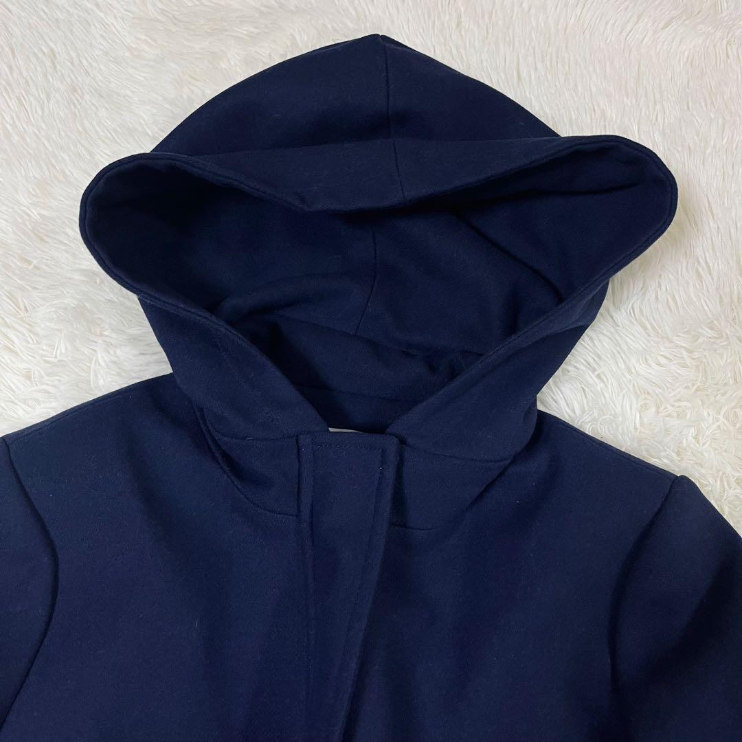 【美品】定価8.6万 セオリーリュクス フーデッドコート ネイビー 38 M