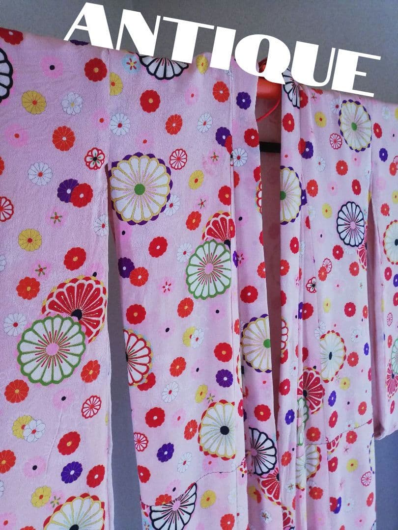 追❹　七五三　正絹　女の子　アンティーク　着物　お花づくし　レトロ　大正浪漫