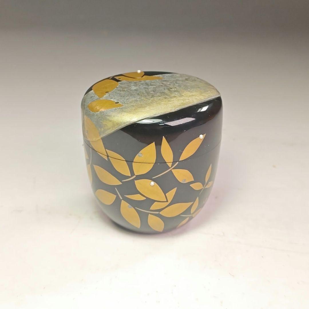 イ936 棗『本間舜華』『露　中棗　共箱』茶道具　漆塗　蒔絵