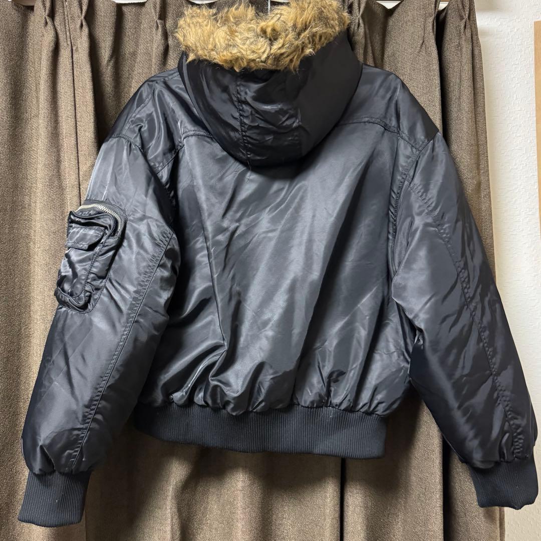 antidote-worldwide ファー付きブラックMA-1ジャケット S