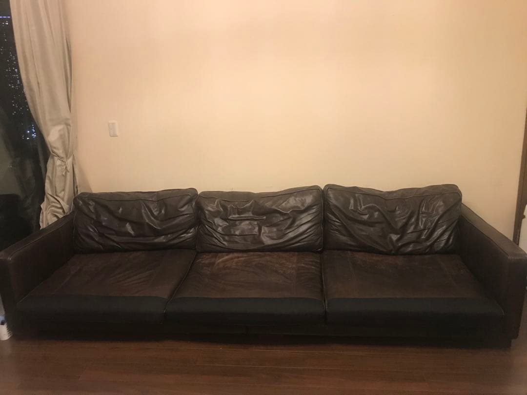 ソファー　本革　レザー　大型　5人掛け　ブラウン