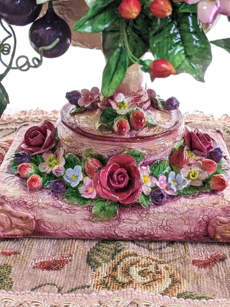 クレイフラワー❁ロココ調薔薇のフラワーアレンジメント❁ハンドメイド