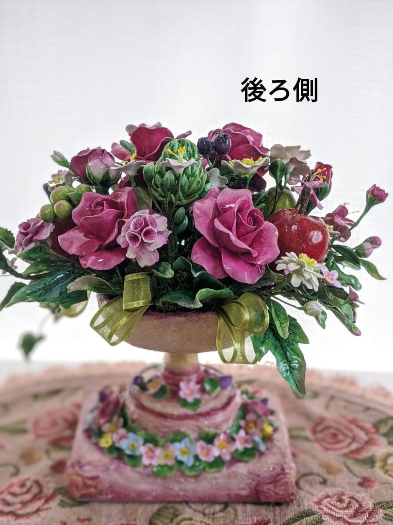 クレイフラワー❁ロココ調薔薇のフラワーアレンジメント❁ハンドメイド