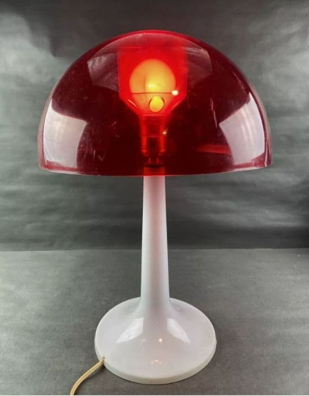 米国ビンテージレビトン ミッドセンチュリー レッドマッシュルーム テーブルランプ