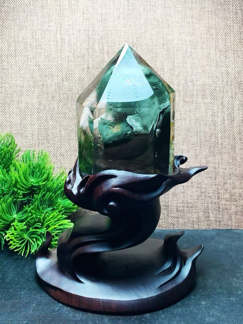 ⭐︎【極上品】天然 グリーン ガーデン クォーツ 置物 409g