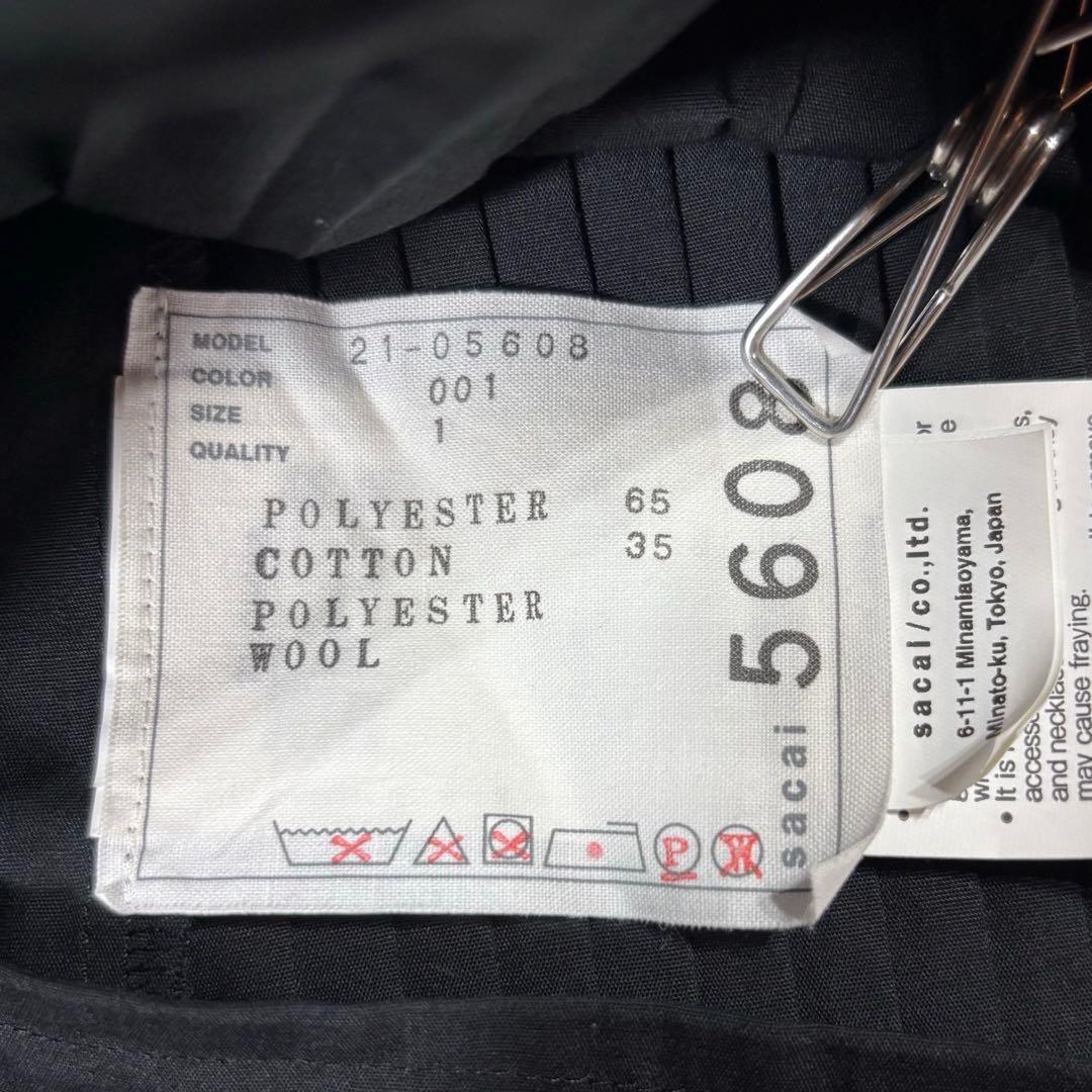 サカイ 半袖プリーツ ブラウス プルオーバー 黒 ブラック 1