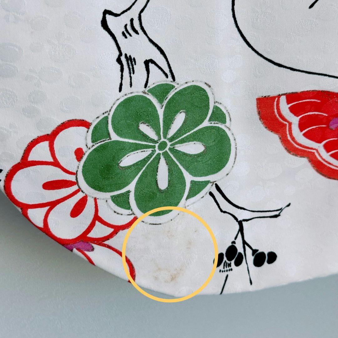 フルセット　七五三　７歳女の子　白系　蝶梅竹　レトロ　緑袋帯　簡単半衿　7075