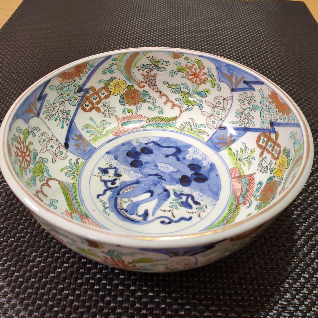 古伊万里 色絵 三つ鉢 菊 七宝 鉢