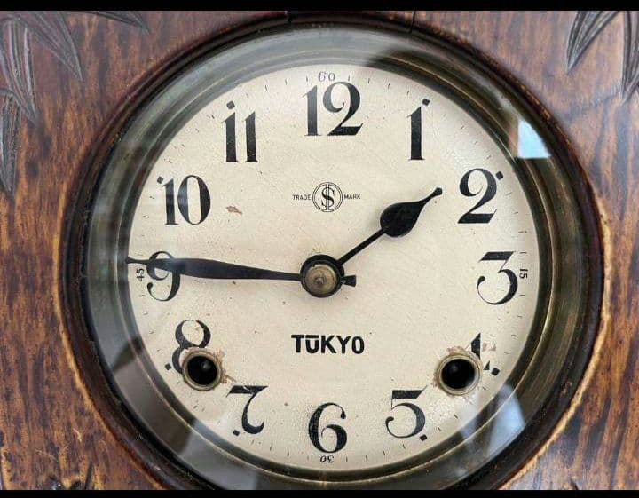 振り子時計　ゼンマイ式　昭和レトロ　アンティーク　壁掛け時計　桜　和風