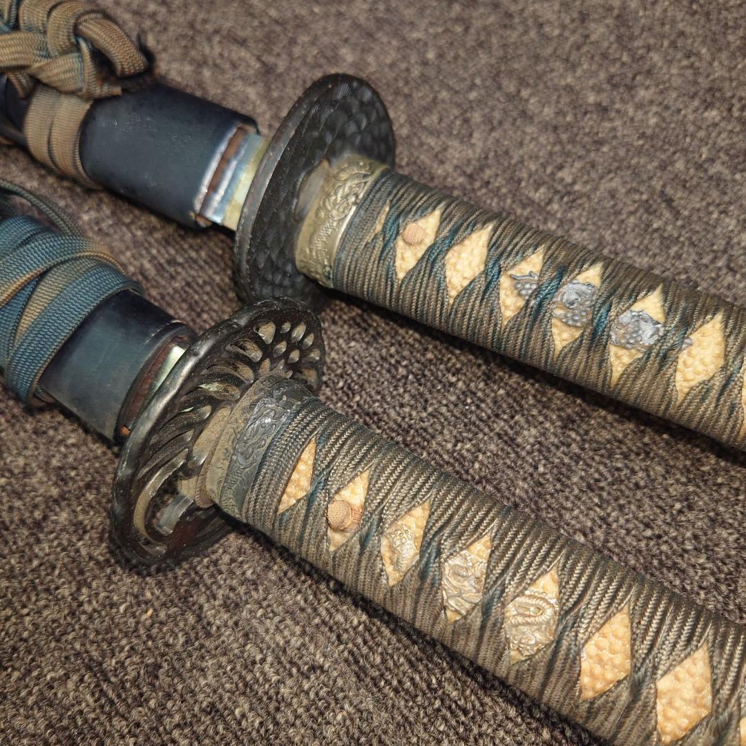 日本刀 鞘付き模造刀 大小2本セット 刀掛け鹿の角セット 観賞用