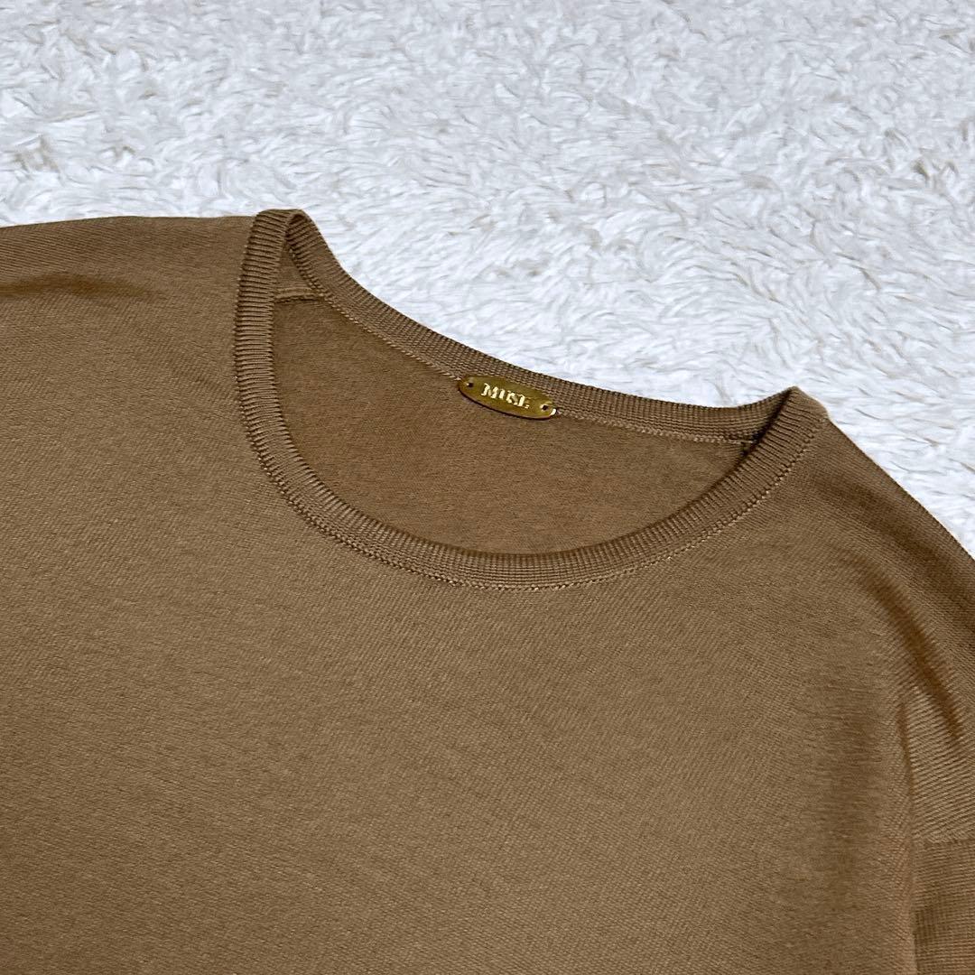 美品/ミューズ　ウールニット　クルーネック　薄手　長袖　ブラウン